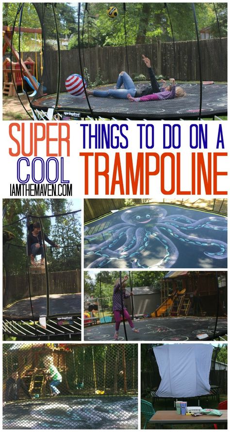 Build a movie theater and other cool things to do on a trampoline! Movie On Trampoline, Backyard Movie Theaters, Trampoline Games, Backyard Toys, Backyard Trampoline, Best Trampoline, Trampoline Workout, Cool Things To Do, Backyard Movie