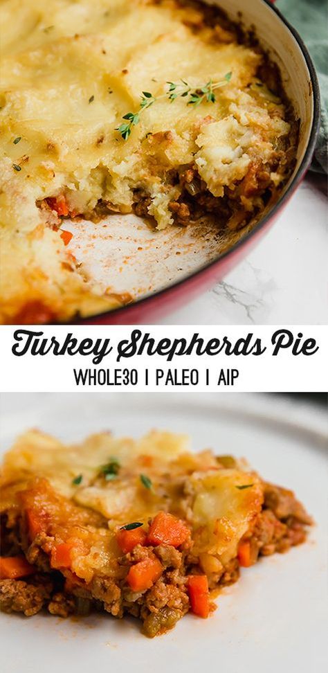 This turkey shepherd's pie is a comforting, healthy and nourishing dish! It's paleo, whole30, and can be made AIP-friendly. Turkey Shepards Pie, Enchiladas Mexicanas, Turkey Shepherd's Pie, Turkey Shepherds Pie, Paleo Turkey, Sweet Potato Toppings, Unbound Wellness, Turkey Pie, Autoimmune Paleo Recipes