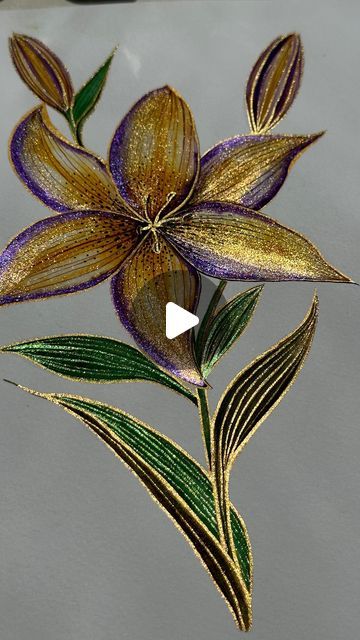 Azar mahmoudjanlou on Instagram: "A little sparkle goes a long way 💜🧡 ✨ Enjoyed every moment painting this lily with metallic watercolours by @skrim_watercolors  . #flowerwatercolor #watercolorpainting" Metalic Watercolour Painting, Metallic Watercolor Painting, Skrim Watercolors, Metallic Watercolor, Plaster Wall Art, Painting Flowers, Plaster Walls, Waltz, Easy Paintings