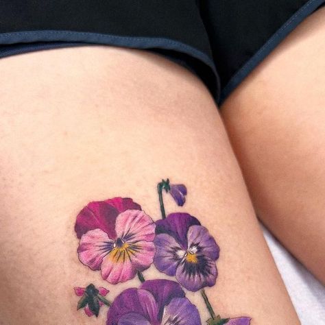 Pansy Tattoo, Tattoo Black And Grey, Wild Pansy, Pansy Flowers, Botanical Tattoo, Pansies Flowers, Tattoo Inspo, Artist On Instagram, Black And Grey Tattoos