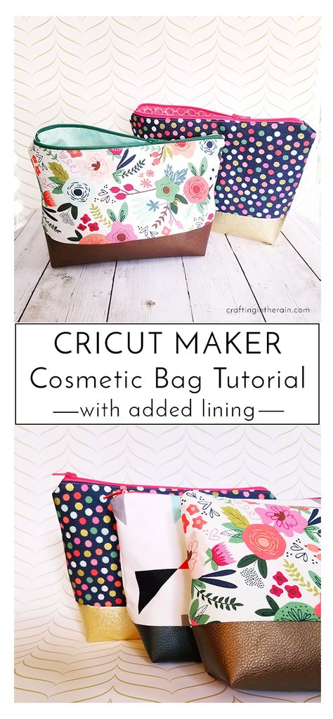 Cosmetic Bag Tutorial, Cosmetic Bag Pattern, Idee Cricut, Projets Cricut, Maker Project, Beginner Sewing Projects Easy, Bag Tutorial, Leftover Fabric, Cricut Tutorials