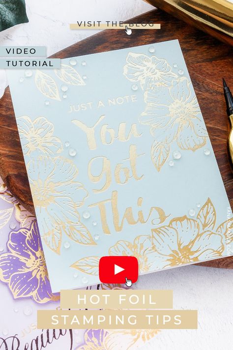 Foil Stamping Design, Foiling Techniques, Minc Foil, Diy Foil, Craft Foil, Glimmer Hot Foil, Deco Foil, Hot Foil Stamping, Card Making Tips