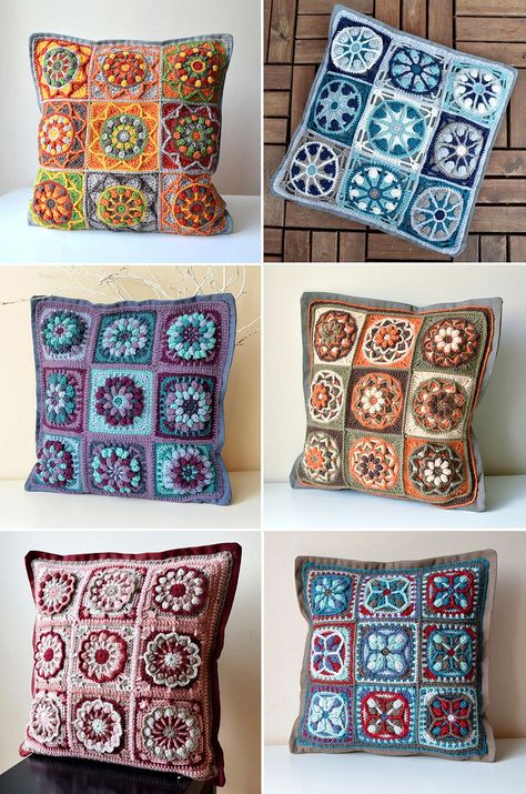 Square Pillow Crochet Pattern, Granny Pillow Crochet, Crochet Granny Square Pillow Cover, Granny Square Pillow Cover, Crochet Granny Square Pillow, Crochet Daisy Granny Square, Pillow Cover Crochet Pattern, Granny Square Pillow, Crochet Cushion Covers