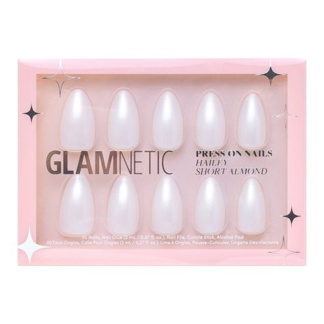 Glamnetic Press-On Women's Manicure Fake Nails - Hailey - 30ct - Ulta Beauty Best Summer Nail Color, Short Almond Nails, Nail Color Trends, Nail Pops, Short Almond, Summer Nails Colors, Nail Sizes, French Tip Nails, Chrome Nails