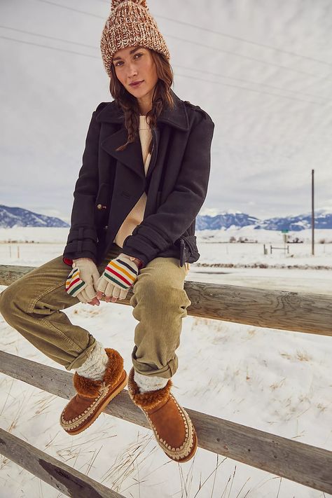 MOU Glacier Boots | Free People Mou Boots Outfit, Clog Outfit, Mou Boots, Moccasin Ankle Boots, Free People Boots, Split Top, Cold Weather Outfit, Booties Outfit, Moccasin Boots