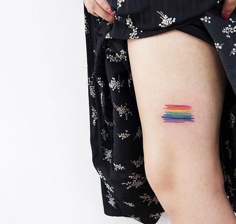 Color Test Tattoo, Tattoo Bts, Rainbow Tattoo, Gay Tattoo, Pride Tattoo, Rainbow Tattoos, Small Tats, Tiny Tattoo, Color Test