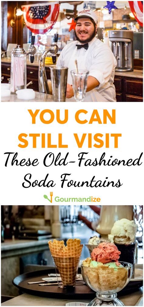 Soda Fountain Drinks, Soda Fountain Aesthetic, Vintage Soda Fountain, Old Fashioned Soda Fountain, Fifties Party, Fountain Drink, Soda Fountain, Old Fashioned, Family Fun