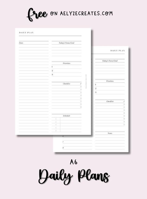 Free printable planner pages - A6 Daily Inserts Free Digital Journal Goodnotes, Goodnotes Template Free Study, School Planner Printables, Free Planner Inserts, Free Printable Planner Pages, Exam Planner, Monthly Organization, Daily Planner Hourly, Daily Planner Printables Free