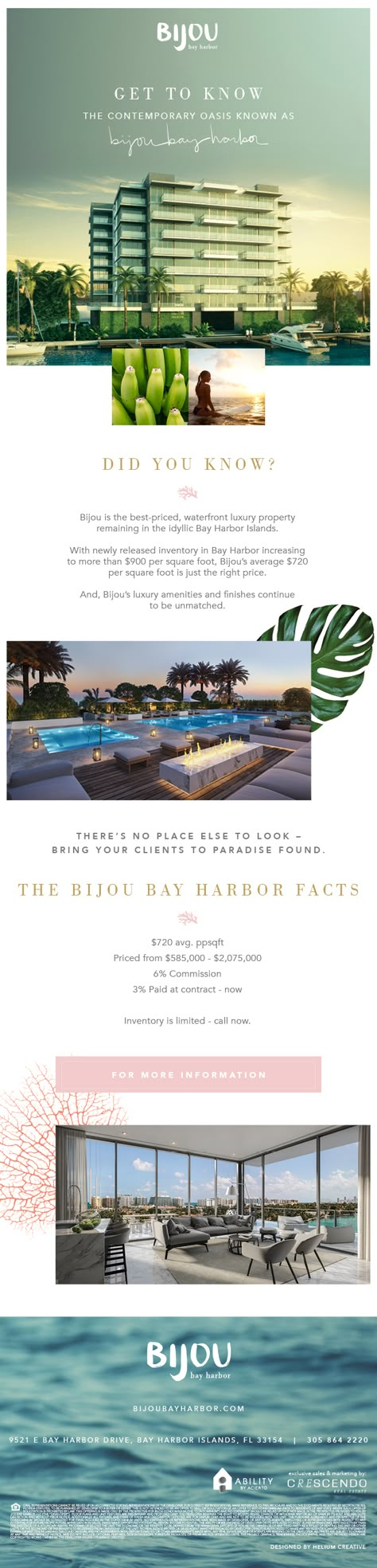 Email Marketing // Bijou Bay Harbor on Behance Coffee Table Book Design, Luxury Advertising, Hotel Advertising, Property Ads, Real Estate Banner, Hotel Ads, Property Ad, Real Estate Advertising, Real Estate Marketing Design