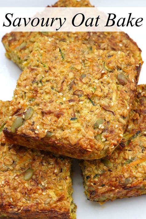 Mediterranean Oat Bake | Moorlands Eater Veggie Lentil Bake, Vegetarian Baking Recipes, Savoury Baked Oats, Healthy Nut Recipes, Vegetable Bread Recipe, Savoury Snacks Healthy, Savoury Oats Recipes, Savoury Breakfast Ideas Healthy, Mediterranean Oatmeal