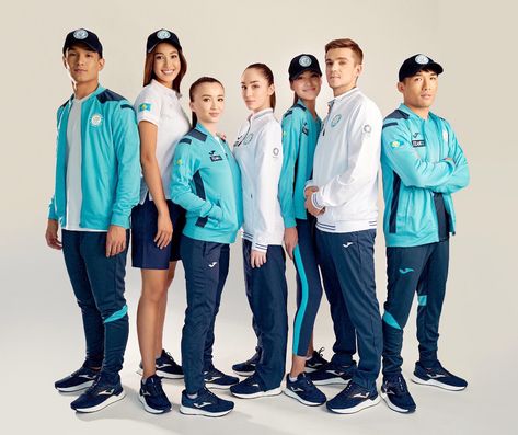 Forbes Names Kazakh Olympic Uniform Among Most Stylish At Tokyo Games - The Astana Times Olympic Team Uniforms, Olympic Uniform Design, Olympic Uniform, Uniform Illustration, Sports Poses, Swimming School, Olympic Swimming, Team Photography, Swim School