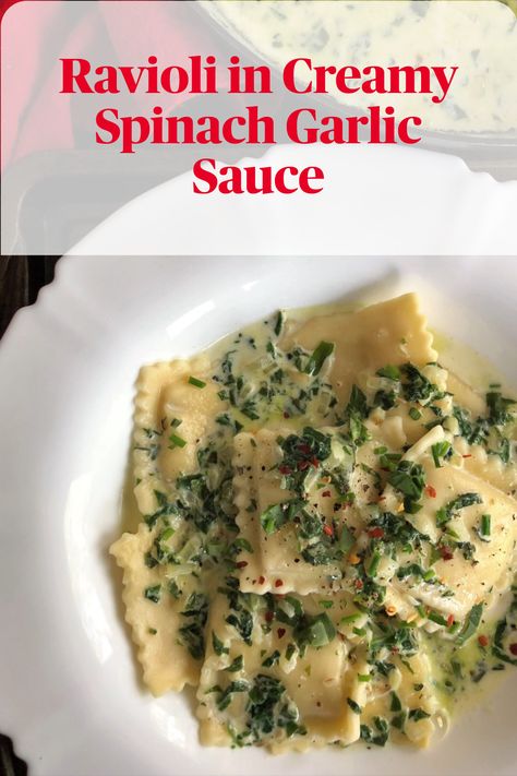 Spinach And Ricotta Agnolotti Sauce, Ravioli In Creamy Garlic And Spinach White Sauce, Spinach Mozzarella Ravioli Costco, Spinach And Feta Ravioli, Spinach Ravioli Sauce, Agnolotti Pasta, Cheese Ravioli Recipe, Spinach And Cheese Ravioli, Spinach Cream Sauce