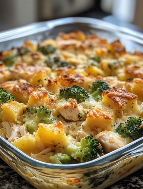 Baked Chicken And Broccoli Casserole, Broccoli Tater Tot Casserole, Cheesy Chicken Broccoli Potato Casserole, Chicken Broccoli And Potato Bake, Shredded Chicken Potato Recipes, Potato Dinner Casserole, Spring Veggie Loaded Chicken Potato Casserole, Recipes To Make With Potatoes, Recipes Using New Potatoes