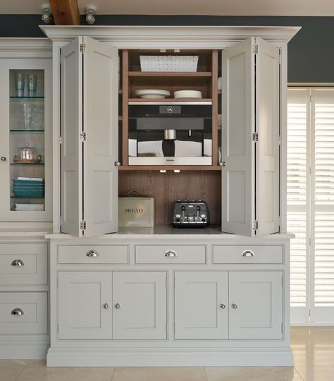 Tom Howley Kitchens on Instagram: “A breakfast pantry is an intelligent and beautiful way to keep the items you need close to hand or and your work-surfaces tabletops free…” Tom Howley, A Kitchen, Drawers, Doors, White