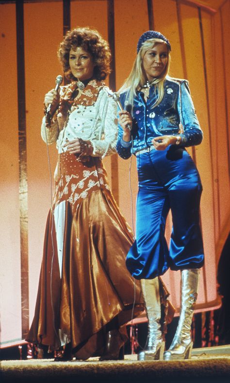 Agnetha Faltskog and Frida Lyngstad at Eurovision Somg Contest in Brighton '1974