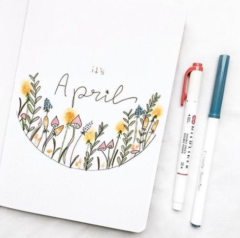 Monthly Bujo, Journal D'inspiration, April Bullet Journal, Bullet Journal Month, Bullet Journal 2020, Bullet Journal Cover Page, Bullet Journal Cover Ideas, Bullet Journal Notes, Bullet Journal Mood