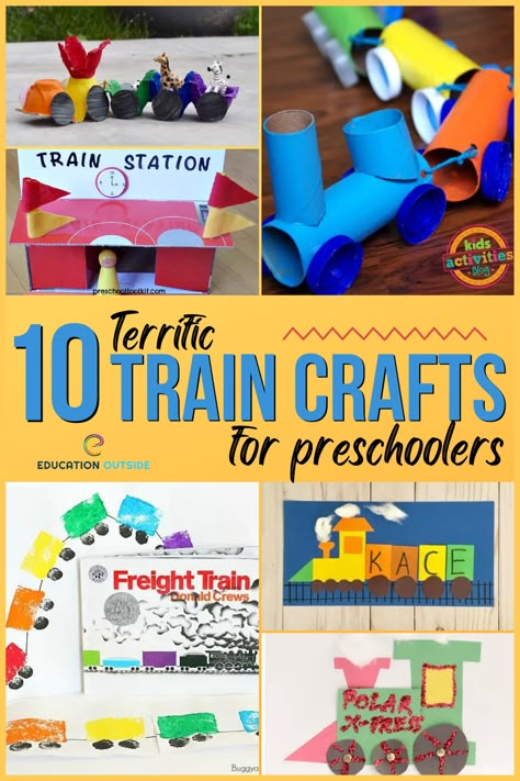 These educational train crafts will keep preschoolers entertained and engaged from cardboard roll trains to decorated cookies. Each activity includes step-by-step instructions and is perfect for developing fine motor skills and exploring creativity. Train Craft Kindergarten, Reggio Train Activities, Freight Train Craft, Trains Activities For Preschool, Train Art Preschool, Preschool Train Activities, Train Crafts For Toddlers, Train Activities For Toddlers, Train Activities For Preschool