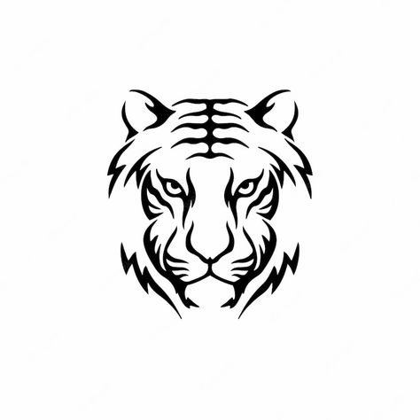 Tiger Face Drawing, Tiger Stencil, Tiger Symbol, King Crown Tattoo, Stammestattoo Designs, Big Cat Tattoo, Good Tattoos, Tiger Vector, Temple Logo