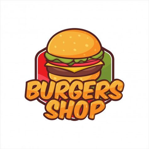 Burger Logo Design Ideas, Burger Shop Logo, Burger Logo Design, Burger Store, Store Names Ideas, Burger Cartoon, Burger Logo, Burger Ideas, Fast Food Logos