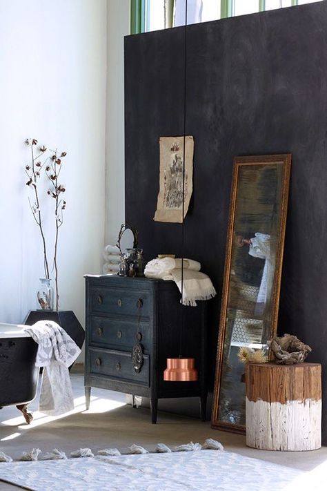 the little black dresser. | sfgirlbybay | Bloglovin’ Three Drawer Dresser, Black Dressers, Hair Raising, Wood Dresser, Black Cabinets, Amazing Ideas, Black Walls, Design Case, Scandinavian Style