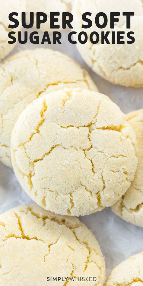 This simple soft sugar cookies recipe is really easy and makes the BEST soft, chewy sugar cookies. No chilling required and dairy free. #sugarcookies #dairyfree #christmascookies Dairy And Gluten Free Sugar Cookies, Sugar Cookie Recipe Dairy Free, Small Ingredient Desserts, Non Dairy Sugar Cookies, No Dairy Cookies, Drop Sugar Cookies Soft, Fluffy Cookie Recipe, Dairy Free Cookie Recipes, Sugar Free Sugar Cookies