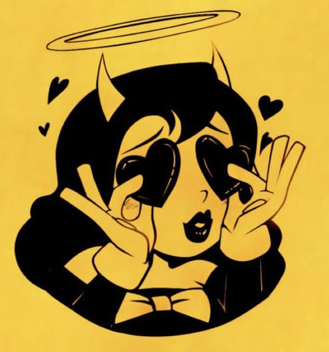 Alice Angel Tattoo Ideas, Alice Angel Tattoo, Alice Angel Wallpaper, Bendy Tattoo, Bendy And The Ink Machine Pfp, Bendy And Alice Angel Love, Alice The Angel, Alice Angel Pfp, Minimalist Tattoo Ideas