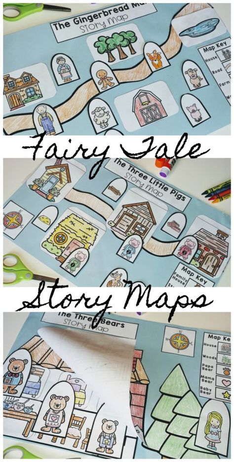 Story Map Anchor Chart Kindergarten, Teaching Fairy Tales Second Grade, Story Retelling Activities Kindergarten, Goldilocks And The Three Bears Story Map, Jack And The Beanstalk Story Map, Goldilocks And The Three Bears Kindergarten, Story Map Ideas, Folktales Activities, Fairy Tale Worksheets