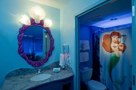 Ariel mermaid bathroom my kids will have a great life Little Mermaid Bathroom, Under The Sea Bathroom, Princess Bathroom, Little Mermaid Room, Sea Bathroom Decor, Disney Bathroom, Mermaid Bathroom Decor, Disney Art Of Animation, Deco Disney