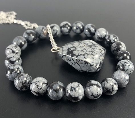 Snowflake Obsidian Crystal, Bracelet Bag, Obsidian Jewelry, Pyrite Bracelet, Bracelet Gift Box, Obsidian Necklace, Christmas Gift For Women, Obsidian Crystal, Obsidian Bracelet