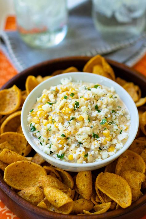 Mexican Corn Dip - A Southern Soul Crazy Corn Recipe, Mexican Corn Salsa, Mexican Corn Dip Recipe, Salsa Dip Recipe, Cojita Cheese, Mexican Corn Recipes, Corn Dip Recipe, Mexican Corn Dip, Mexican Party Food