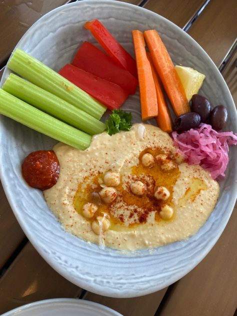 delicious aesthetic humus dip Carrots And Hummus Aesthetic, Hummus Veggie Platter, Hummus And Veggies Platter, Humus Aesthetic, Hummus Aesthetic, Humus Dip, Hummus And Veggies, Almond Daughter, Hummus Platter