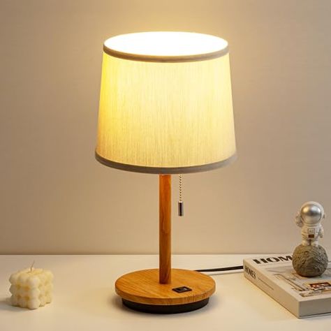 VISDANFO Modern Table Lamp for Bedroom, Desk Lamp with USB Port, Fabric Shade 3 Brightness Levels Nightstand Lamps for Living Room, Bedside, Study Room, Dorm, Office, LED Bulb Included (Flaxen) Bedroom Desk Lamp, Lamp With Usb Port, Nightstand Lamps, Lamps For Living Room, Bedroom Desk, Nightstand Lamp, Table Lamps For Bedroom, Lamp For Bedroom, Fan Lamp