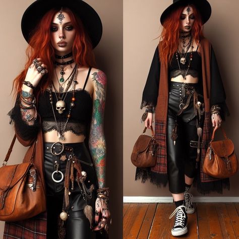 Woodsy Aesthetic Fashion, Rennesaince Aesthetic Outfit, Alt Hippie Aesthetic Outfits, Viking Inspired Outfit, Gothic Hippie Aesthetic, Dark Boho Outfits, Wiccan Outfits, Loki Outfit, Witch Core Outfits