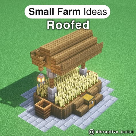 Minecraft Crop Farm Ideas Aesthetic, Farm Decor Minecraft, Small Crop Farm Minecraft, Farming In Minecraft, Minecraft Village Decorations, Minecraft Small Animal Pen, Small Farm Ideas, Wood Farm Minecraft, Minecraft Custom Village