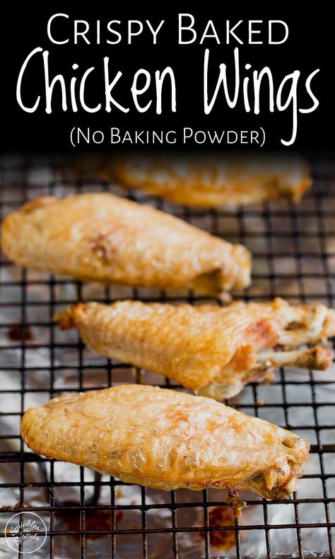 Everyone loves crispy chicken wings; they make a great party appetizer and they are a must on game day or movie night! These chicken wings are baked in the oven making them healthy - well healthier than fried wings. Many baked wing recipes use baking powder, but with this easy method, you don't need to coat the wings in anything. These really are easy baked chicken wings! Add your favorite buffalo sauce, or serving them with a great wing dipping sauce. Crispy Oven Baked Chicken Wings No Baking Powder, Baked Wing Recipes, Oven Roasted Chicken Wings, Oven Fried Chicken Wings, Easy Baked Chicken Wings, Baked Wings Oven, Oven Chicken Wings, Wings Recipe Baked, Easy Chicken Wing Recipes