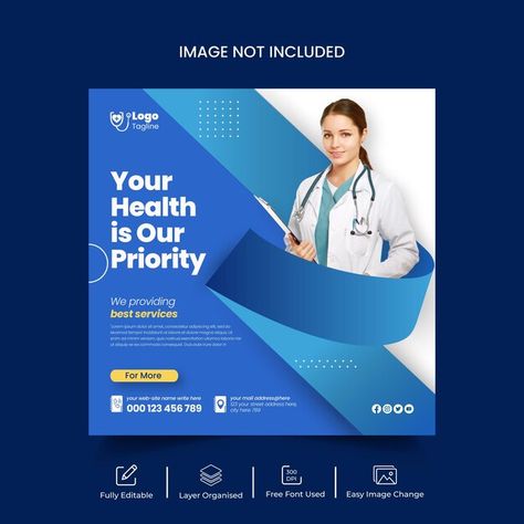 Doctor Flyer Design, Health Care Poster Design, Doctor Advertising Design, Doctor Template, Healthcare Poster, Doctor Banner, Medical Ads, Dental Poster, Dr Post