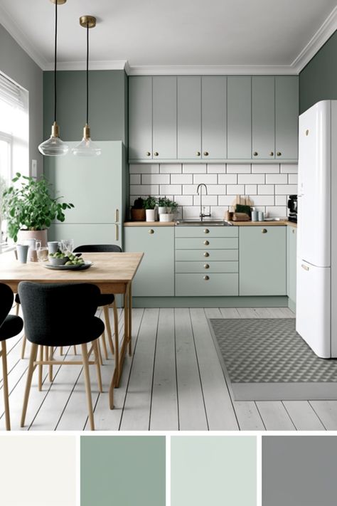 The Scandinavian style kitchen embodies a blend of minimalism, functionality, and elegance, creating a space that is both aesthetically pleasing and highly practical. This style, rooted in the design traditions of Northern Europe, focuses on simplicity, natural elements, and a harmonious balance between form and function. Central to the Scandinavian kitchen is a color palette dominated by neutral and muted tones. Scandi Color Palette, Scandinavian Color Palette, Kitchen Scandinavian Style, With Color Palette, Kitchen Color Palettes, Scandinavian Traditional, Scandinavian Color, Scandinavian Minimalist, Studio Kitchen