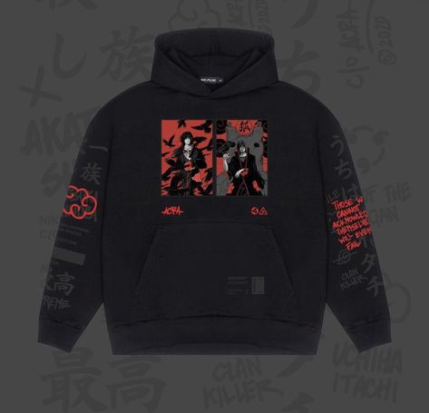 Akatsuki Hoodie, Pencil Drawing Inspiration, Itachi Akatsuki, Streetwear Designs, Drip Drip, Shirt Logo Design, Anime Clothes, Trendy Jackets, Streetwear Tshirt