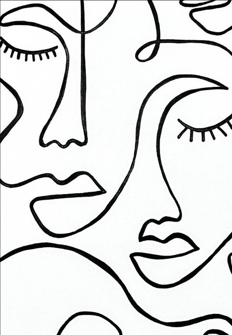 Abstract Face Art Acrylics, Face Line Drawing Wallpaper, Line Drawing Wallpaper, Picasso Drawing, Face Line Drawing, Drawing Wallpaper, Picasso Art, Line Art Design, Abstract Line Art