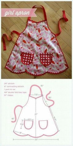 Projek Menjahit, Diy Apron, Apron Pattern, Girl Apron, Apron Sewing Pattern, Childrens Aprons, Sew Ins, An Apron, Sewing Aprons