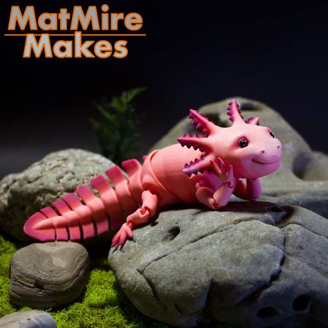 Adorable Articulated Axolotl, Print-In-Place Body, Snap-Fit Head, Cute Flexi 3d Printer Art, 3d Printing Toys, Useful 3d Prints, Drukarka 3d, 3d Printer Files, 3d Printing Art, 3d Printer Designs, 3d Printing Diy, 3d Printer Projects