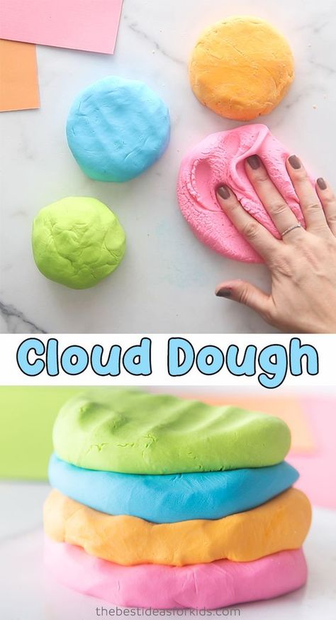 Cloud Dough, Playdough Recipe, Homemade Dough, Diy Crafts For Girls, Craft Projects For Kids, Toddler Fun, Toddler Learning Activities, Play Dough, Fun Crafts For Kids