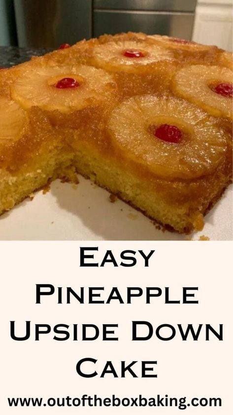 It's so easy to turn a yellow cake mix into this easy Pineapple Upside Down Cake! One can of sliced pineapple rings, 1 cup of brown sugar, some maraschino cherries, and the usual ingredients for a boxed cake mix. . .and you're good to go. Talk about an easy dessert! Pineapple Upside Down Cake Box Recipe, Pineapple Upside Down Cake Mix Recipe, Yellow Cake Pineapple, The Best Pineapple Upside Down Cake, Homemade Upside Down Pineapple Cake Recipes, Cake Mix Pineapple Cake, Pineapple Upside Down Bundt Cake Easy, Pineapple Upside Down Cake With Crushed Pineapple Recipe, Pioneer Woman Pineapple Upside Down Cake