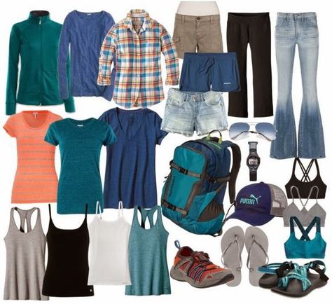 Carry On Couture: Outdoorsy Vacation Packing List Spring Camping Outfits, Camping Style Clothes, Camping Wardrobe, Camping Outfits For Women, Climbing Outfits, Spring Camping, Sup Stand Up Paddle, Camping Style, Packing List For Vacation