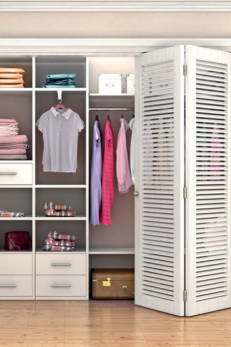 Dressing Doors, Folding Door Wardrobe, Make A Closet, Bedroom Furniture Layout, Small Room Design Bedroom, Laundry Room Doors, Bathroom Design Layout, Closet Renovation, Luxury Closets Design