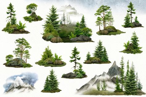 Landscapes Watercolor, Surrealism Fashion, Drawing Steps, Planner Clipart, Sky Images, Nature Stickers, Trees Nature, Character Design Sketches, Landscape Art Painting