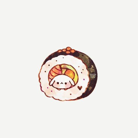 Sushi Drawing, Chibi Food, Cute Cat Drawing, Fineliner Pens, Sushi Roll, Paint Tool Sai, Cute Food Drawings, Cute Doodles Drawings, Dark Wallpaper Iphone