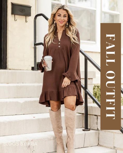 Dress With Booties, Henley Dress, Western Dresses For Women, Lily Brown, Adjustable Dress, Denim Jumper Dress, Brown Mini Dress, Joy Dress, Teacher Clothes