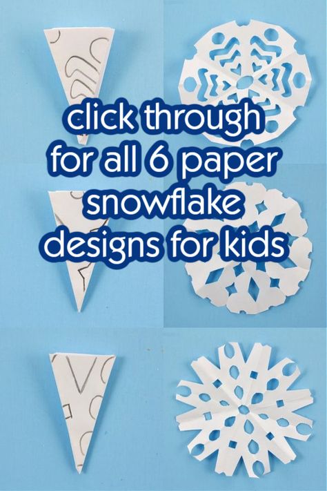 Activities To Do With School Age Kids, Paper Snow Flake Pattern, How To Make Paper Snowflakes Easy, Snowflake Craft Kindergarten, Easy Snowflakes For Kids, Snowflake Template For Kids, Simple Snowflake Patterns, Snowflakes Kids Craft, How To Cut Out Snowflakes Easy