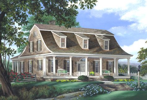 cape cod style house | What defines New England in your mind? To you, New England may mean: Gambrel House With Porch, Gambrel Roof House, Dutch Colonial House Plans, Cape House Plans, Gambrel House, Dutch Colonial House, Cape Cod House Plans, Dutch Colonial Homes, Gambrel Style